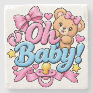 Oh Baby! Feestelijke Baby Shower Ontwerp Stenen Onderzetter