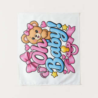 Oh Baby! Feestelijke Baby Shower Ontwerp Wandkleed