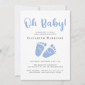 Oh Baby Feet Blue Baby Boy Shower Kaart (Voorkant)