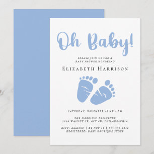 Oh Baby Feet Blue Baby Boy Shower Kaart