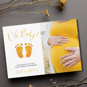 Oh Baby Feet Foto Paar's Geel Baby shower Kaart