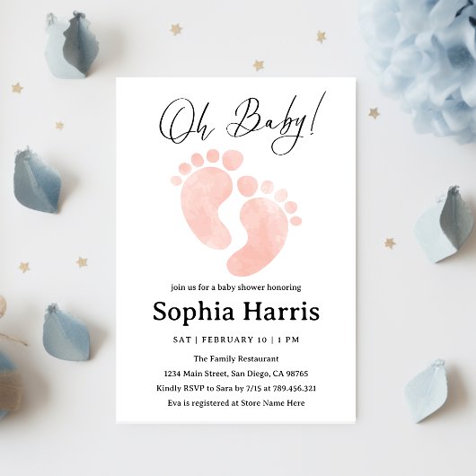 Oh baby feet meisje Baby shower Kaart