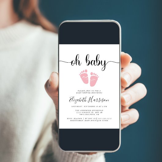 Oh Baby Feet Pink Shower Kaart