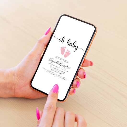 Oh Baby Feet Pink Shower Kaart