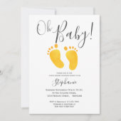 Oh Baby Feet Yellow Baby shower Invitation Kaart (Voorkant)