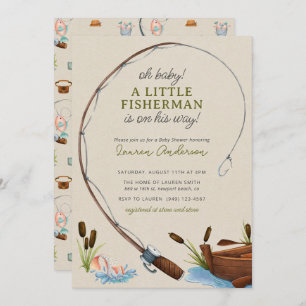 Oh Baby Fisherman Waterverf Boy Baby shower Kaart