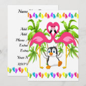 Oh Baby Flamingo Douche / Adoptie Uitnodiging (Voorkant / Achterkant)