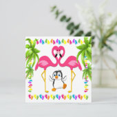 Oh Baby Flamingo Uitnodiging (Staand voorkant)
