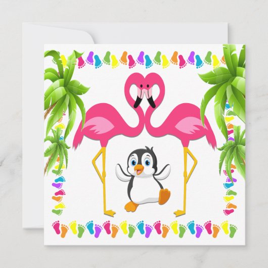 Oh Baby Flamingo Uitnodiging (Voorkant)