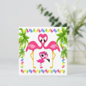 Oh Baby Flamingo Uitnodiging (Staand voorkant)