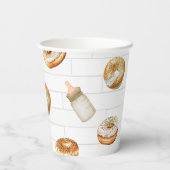 Oh Baby Flessen & Bagels Baby shower Brunch Papieren Bekers (Achterkant)