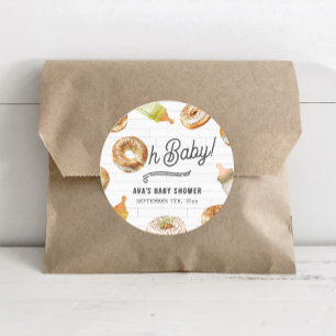 Oh Baby Flessen & Bagels Baby shower Brunch Ronde Sticker