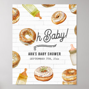 Oh Baby Flessen & Bagels Baby shower Welkom Poster