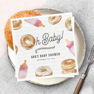 Oh Baby Flessen & Bagels Meisje Baby shower Brunch Servet