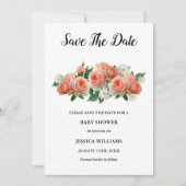 "Oh baby" Floral Abriot Rozen Baby shower Save The Date (Voorkant)