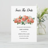 "Oh baby" Floral Abriot Rozen Baby shower Save The Date (Staand voorkant)