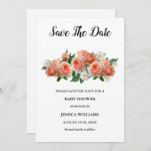 "Oh baby" Floral Abriot Rozen Baby shower Save The Date (Voorkant / Achterkant)