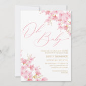 Oh Baby Floral Baby Shower Cherry Blossom Kaart (Voorkant)