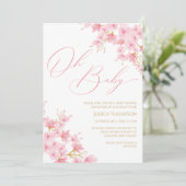 Oh Baby Floral Baby Shower Cherry Blossom Kaart (Staand voorkant)