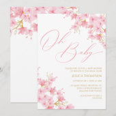 Oh Baby Floral Baby Shower Cherry Blossom Kaart (Voorkant / Achterkant)