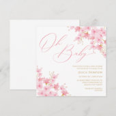 Oh Baby Floral Baby Shower Cherry Blossom Kaart (Voorkant / Achterkant)