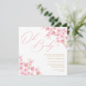 Oh Baby Floral Baby Shower Cherry Blossom Kaart (Staand voorkant)