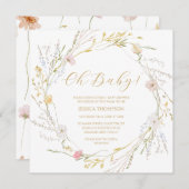 Oh Baby Floral Baby Shower Spring wildflowers Kaart (Voorkant / Achterkant)
