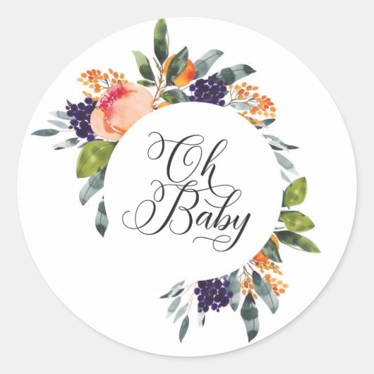 Oh Baby Floral Baby shower Stickers (Voorkant)