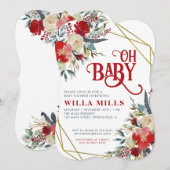 Oh Baby Floral Baby shower Uitnodiging (Voorkant / Achterkant)