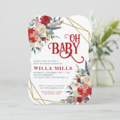 Oh Baby Floral Baby shower Uitnodiging (Staand voorkant)