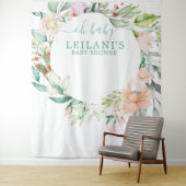 Oh Baby Floral Botanische krans Baby shower Wandkleed (In situ)