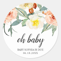 Oh Baby Floral Peach Girl Baby shower Favor