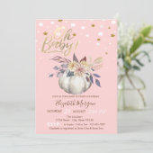 Oh Baby Floral Pumpkin Baby shower Kaart (Staand voorkant)