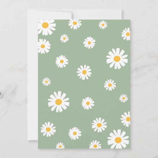 Oh Baby Floral Retro Sage Green Daisy Baby shower Kaart (Achterkant)
