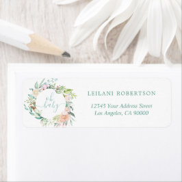 Oh Baby Floral Waterverf Pastel Wreath Mint Etiket