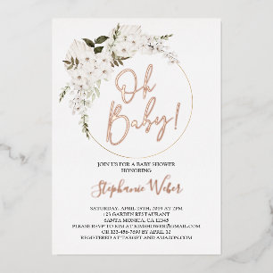 Oh Baby florale echte roos gouden Folie Uitnodigin Uitnodiging