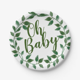 Oh baby florale groenery baby shower bord