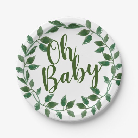 Oh baby florale groenery baby shower bord (Voorkant)