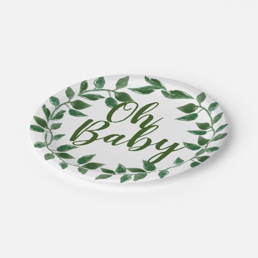 Oh baby florale groenery baby shower bord (Gekanteld)