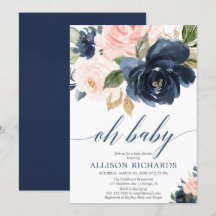 Oh baby florroze en marineblauw baby shower