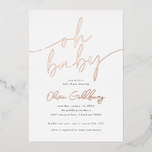 Oh Baby Folie Baby shower Uitnodiging (Voorkant)