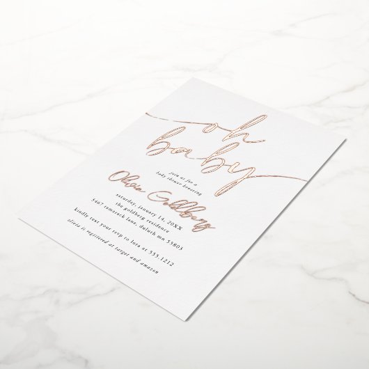 Oh Baby Folie Baby shower Uitnodiging (Gedraaid)