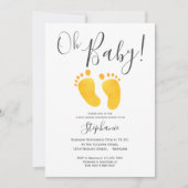 Oh Baby Foto Yellow Feet Baby shower Invitation Kaart (Voorkant)
