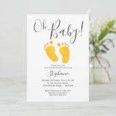 Oh Baby Foto Yellow Feet Baby shower Invitation Kaart (Staand voorkant)
