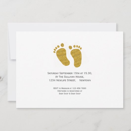 Oh Baby Foto Yellow Feet Baby shower Invitation Kaart (Achterkant)