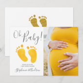 Oh Baby Foto Yellow Feet Baby shower Invitation Kaart (Voorkant / Achterkant)