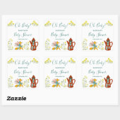 Oh, baby Fox bloemen Baby shower cadeau Vierkante Sticker (Vel)