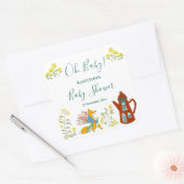 Oh, baby Fox bloemen Baby shower cadeau Vierkante Sticker (Envelop)