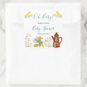 Oh, baby Fox bloemen Baby shower cadeau Vierkante Sticker (Tas)
