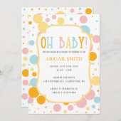Oh Baby Fun Polka Dots Baby shower Uitnodigen Kaart (Voorkant / Achterkant)